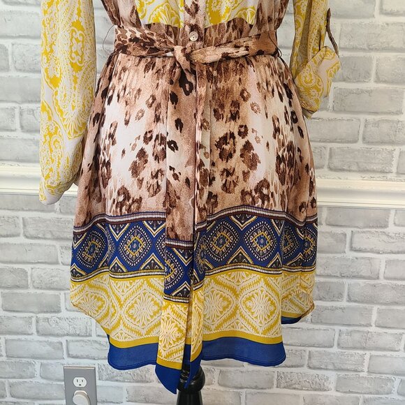 Anthropologie Fig and Flower Button Up Sheer Patchwork Blouse Dress Sm Boho - Picture 8 of 9